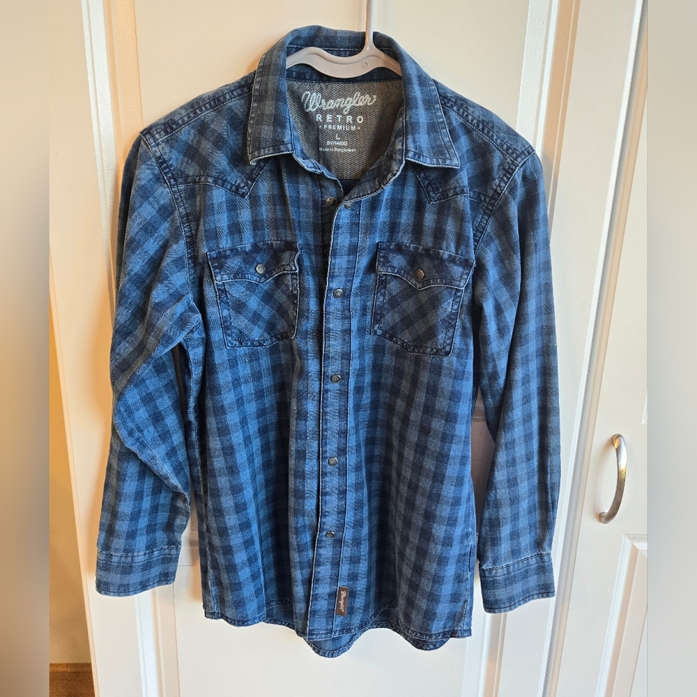 Wrangler Retro Navy Checkered Shirt